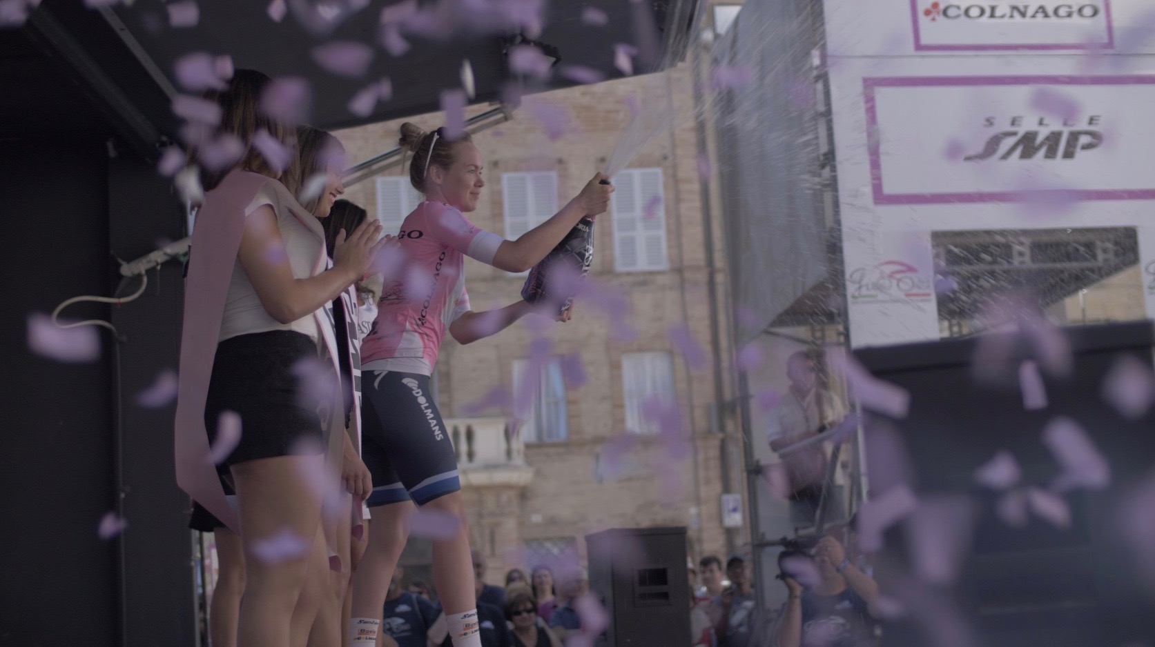 Van der Breggen celebrates her win at the Giro Rosa